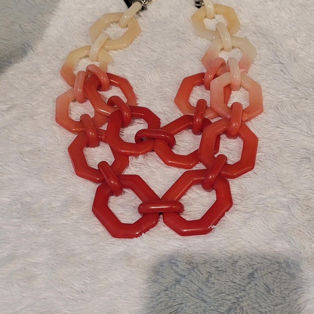 Chunky Red Gradient Link Necklace - Women Jewelry Alisha D Made In Italy
